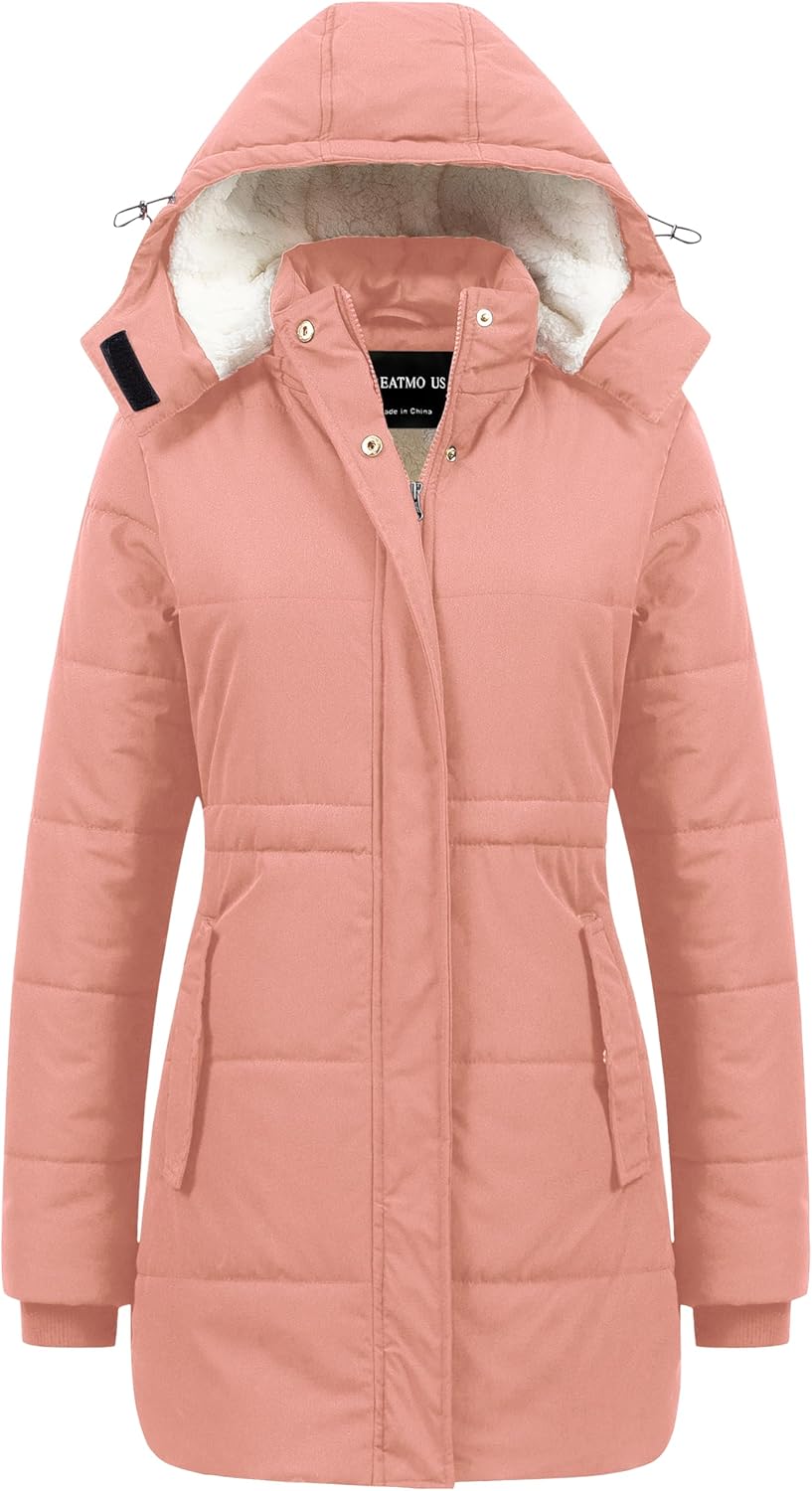 CREATMO US Women's Thicken Sherpa Winter Coat for Cold Days