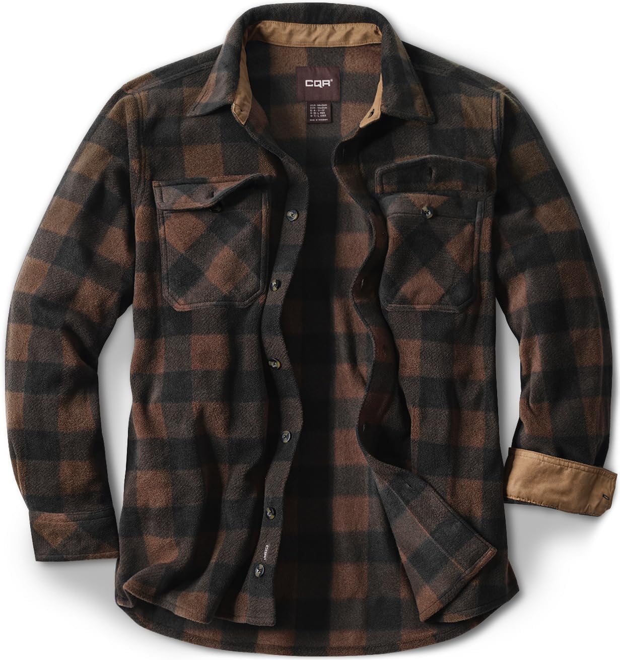 CQR Men's Long Sleeve Heavyweight Fleece Shirts for Comfort