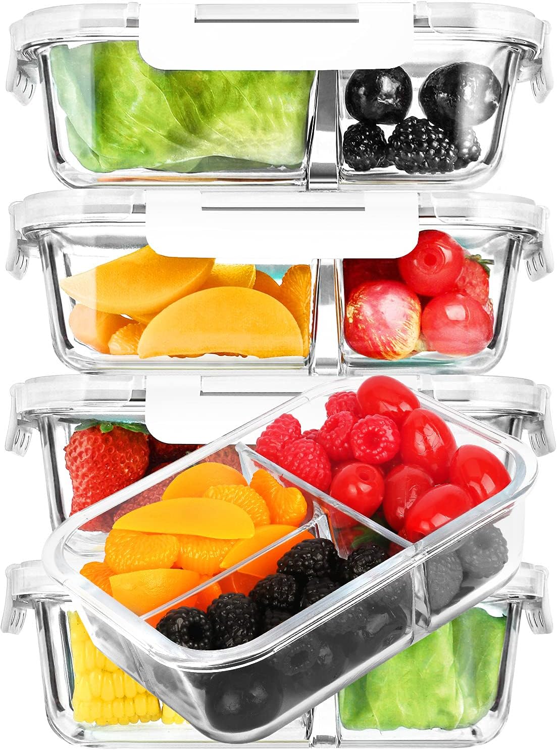 M MCIRCO Glass Meal Prep Containers 5-Pack for Healthy Eating