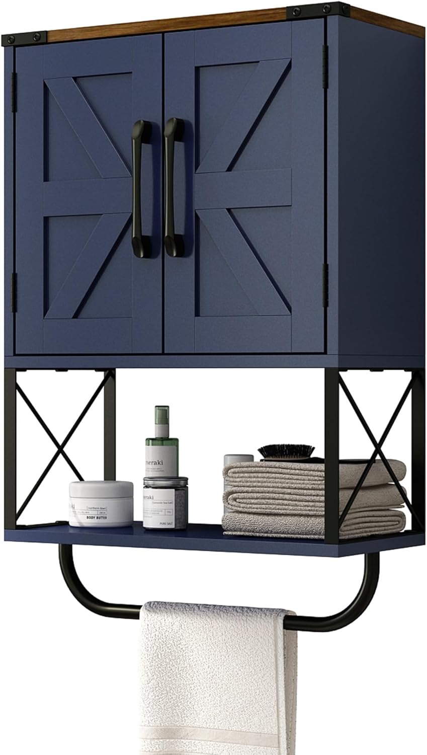 RUSTOWN Farmhouse Rustic Medicine Cabinet with Barn Doors