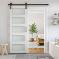 SmartStandard 30 x 84 in Glass Barn Door with Sliding Hardware Kit