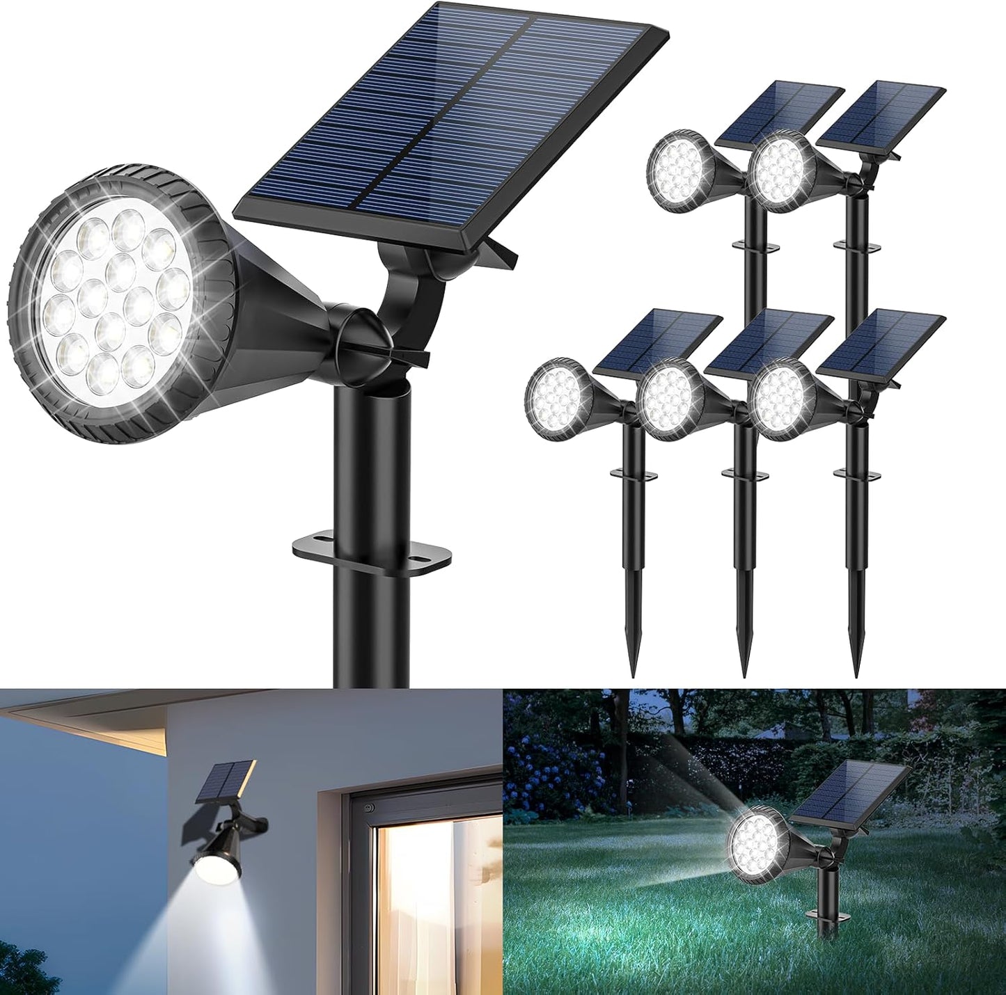 Solar Spot Lights Outdoor with 4 Modes for Garden and Yard