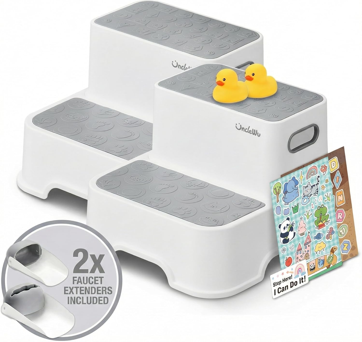 UNCLE WU Toddler Step Stool Set with Fun Bonus Gifts for Kids