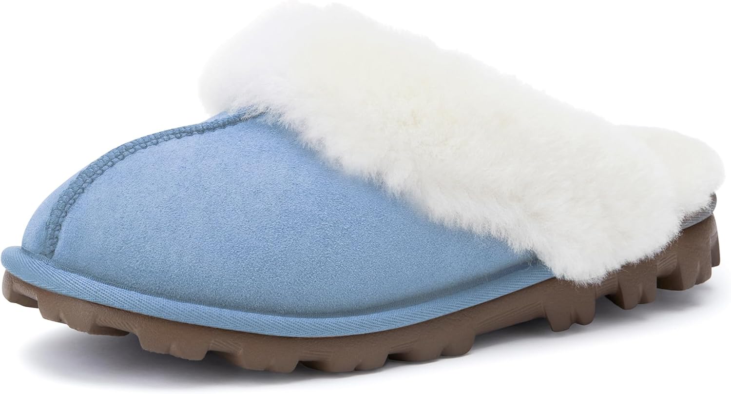 WaySoft Women's Genuine Australian Sheepskin Slippers for Comfort