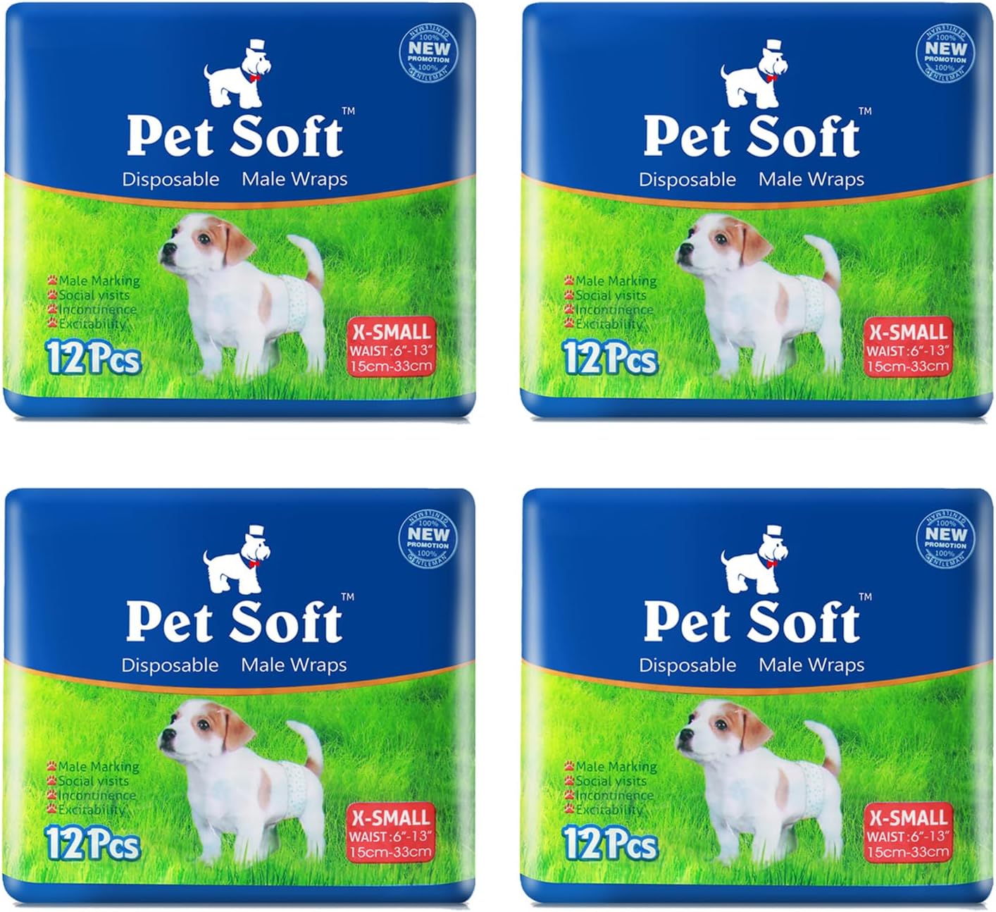 48 XSmall Male Dog Wraps - Convenient Puppy Diapers