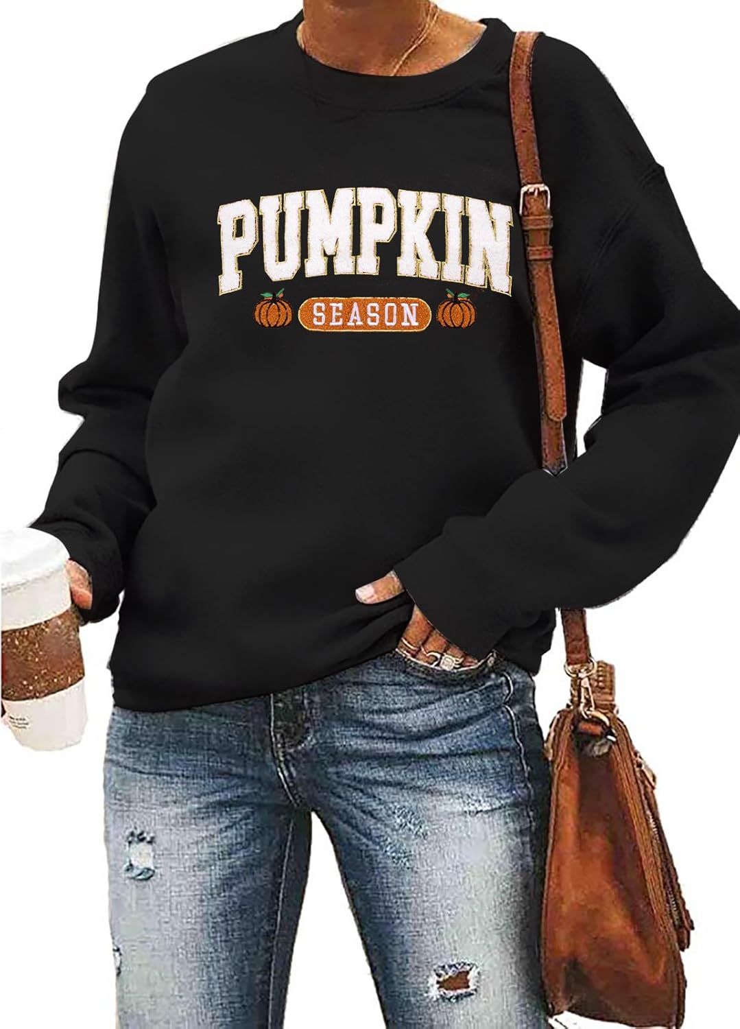 Pumpkin Season Sweatshirt for Women: Fall Crewneck Tops