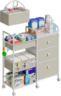 2In1 Baby Diaper Caddy Organizer 3-Tier Rolling Cart - Mobile Storage