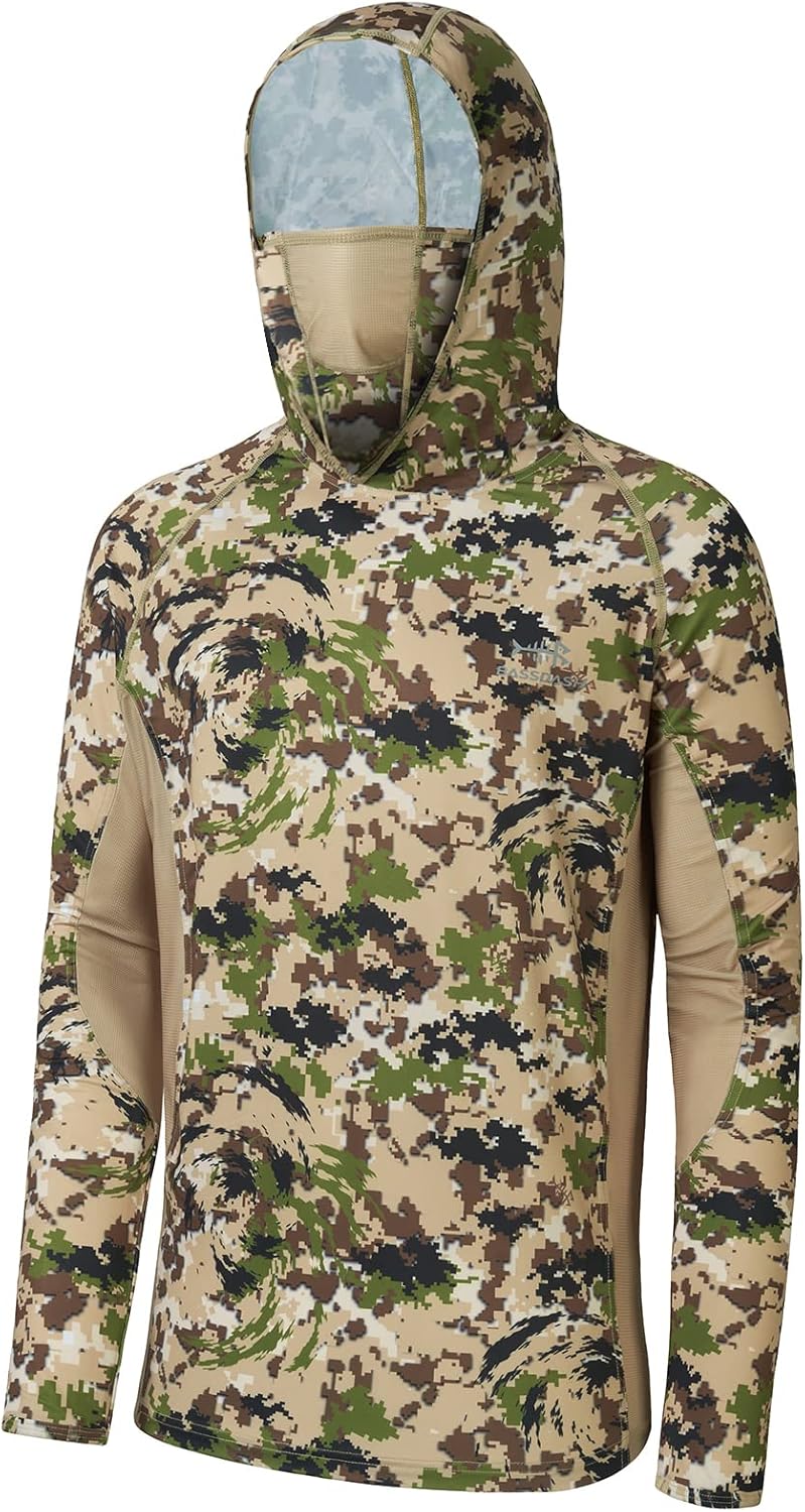 BASSDASH Men's UPF 50+ Camo Hoodie with Mask