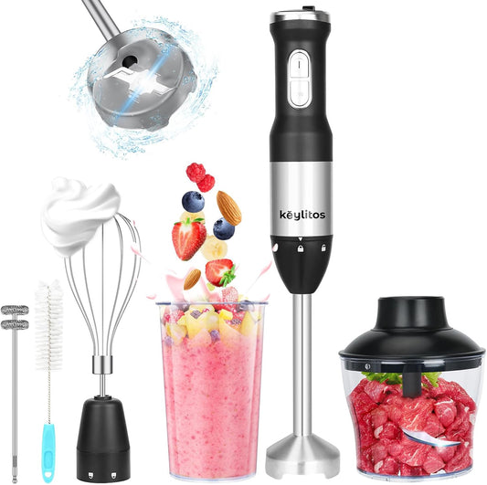 Keylitos 5-in-1 Hand Blender: Blend, Chop, Whisk & Froth