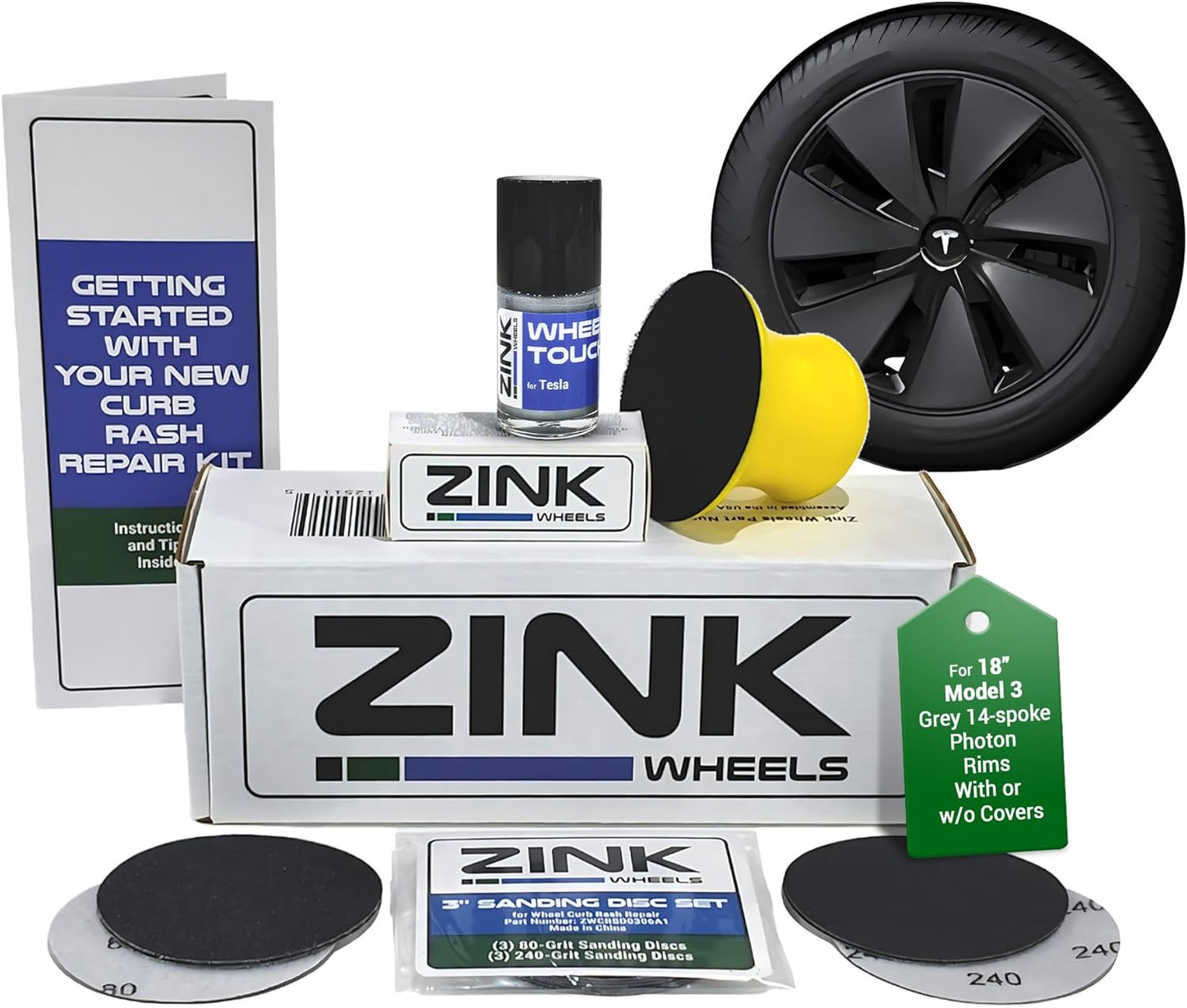 Premium Tesla Wheel Curb Rash Repair Kit for Model 3 Rims