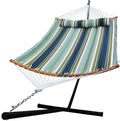 Double Hammock with 12.8 ft Stand & Curved Bamboo Spreader Bar - Cozy