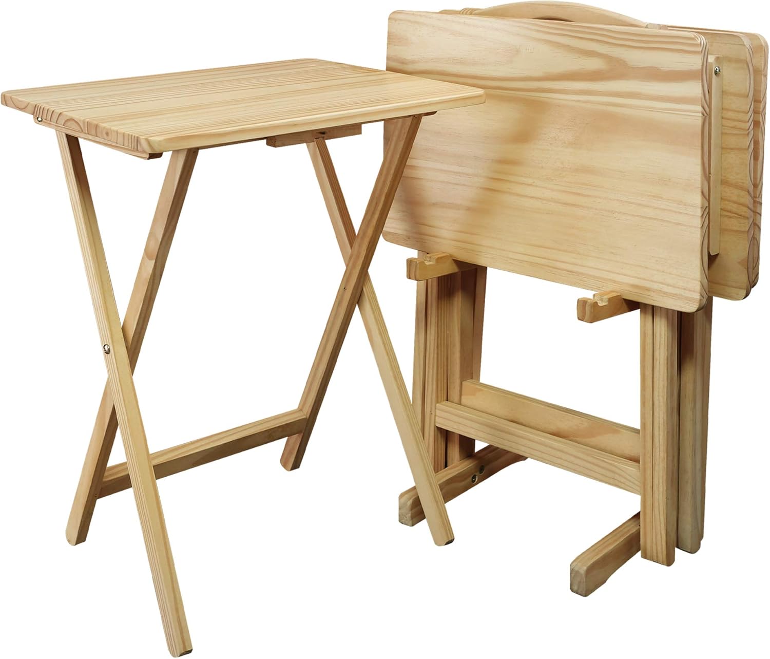 Portable and Stylish 5pc Tray Table Set by Casual Home, Natural Finish