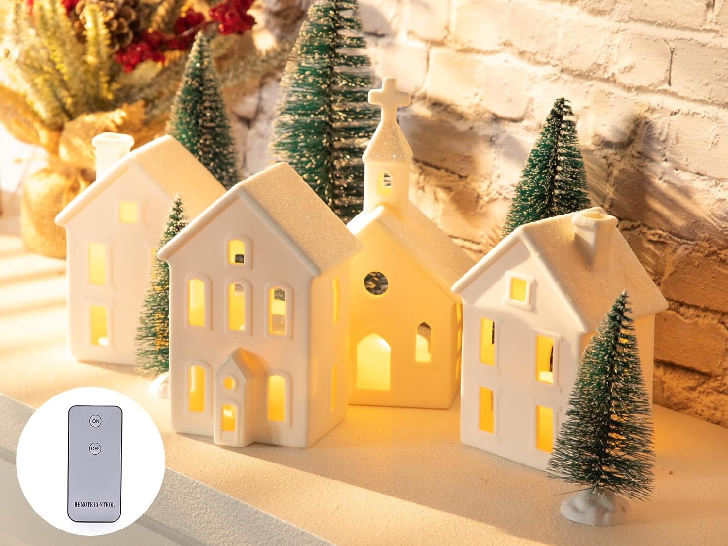 9 Pcs Christmas Village Figurines Set for Festive Home Decor