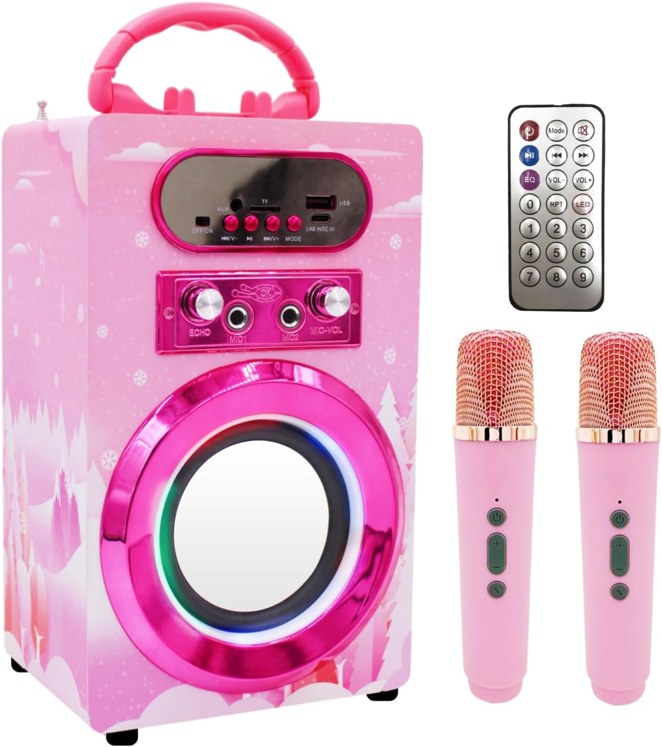 Kids Bluetooth Karaoke Machine with 2 Microphones for Fun
