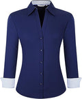 Womens Button Down Shirts Long Sleeve Bamboo Stretch - Regular Fit