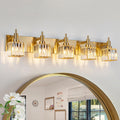 Gold Bathroom Vanity Lights 5-Light Crystal Wall Light - Modern Glam