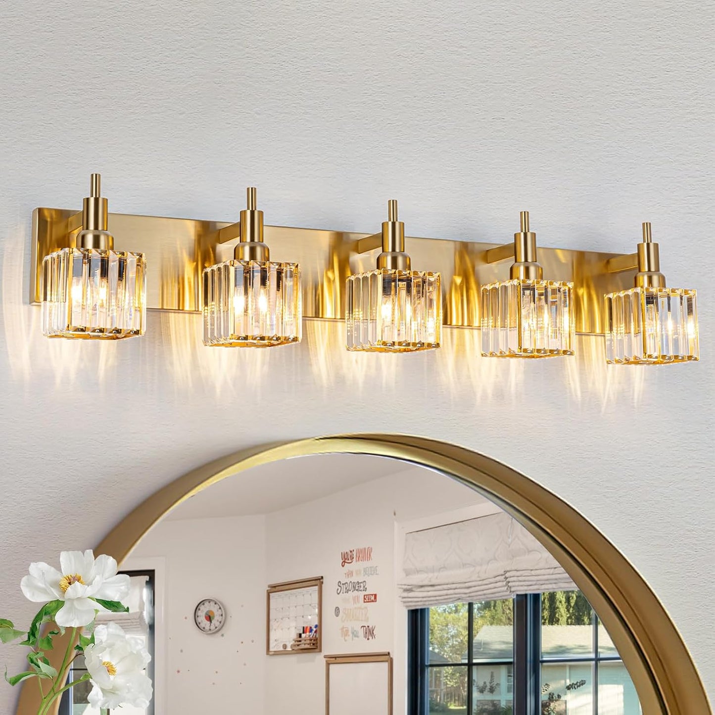 Gold Bathroom Vanity Lights with Crystal Elegance for Modern Homes