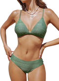 Women Two Piece V Neck Bikini Set with Crisscross Back - Flattering