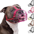 Pitbull Dog Muzzle Metal Basket Adjustable Leather Straps - Secure