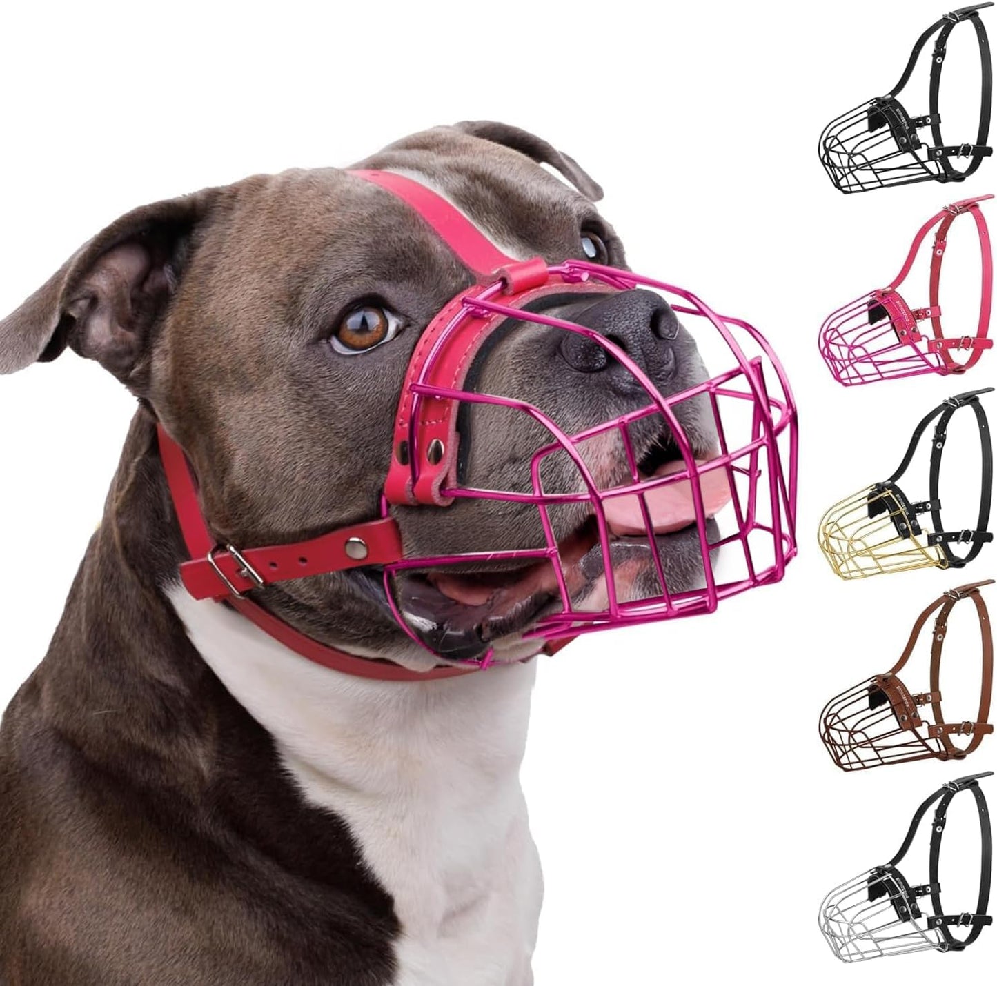 Durable Pitbull Dog Muzzle with Adjustable Leather Straps