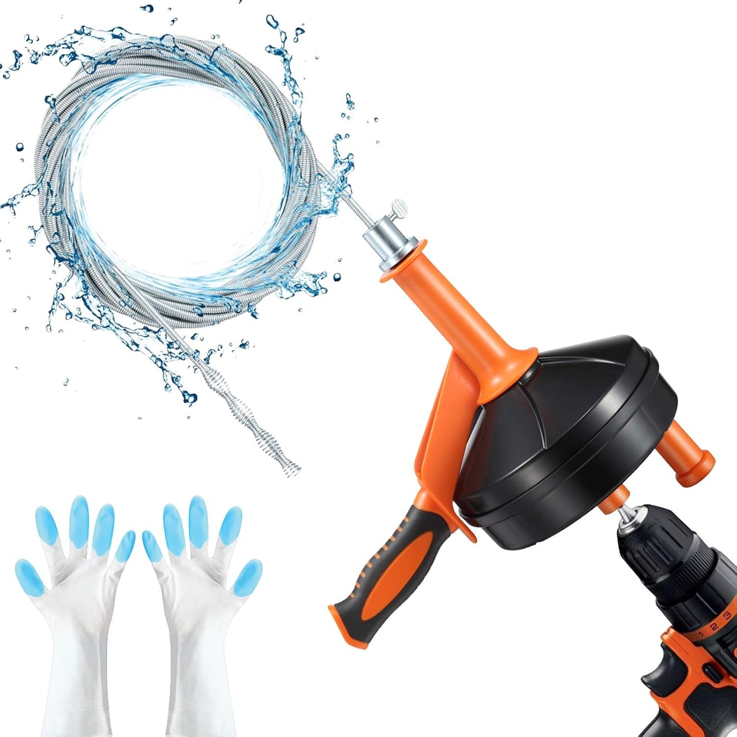 Drain Auger with Drill Adapter for Kitchen and Bathroom Clogs