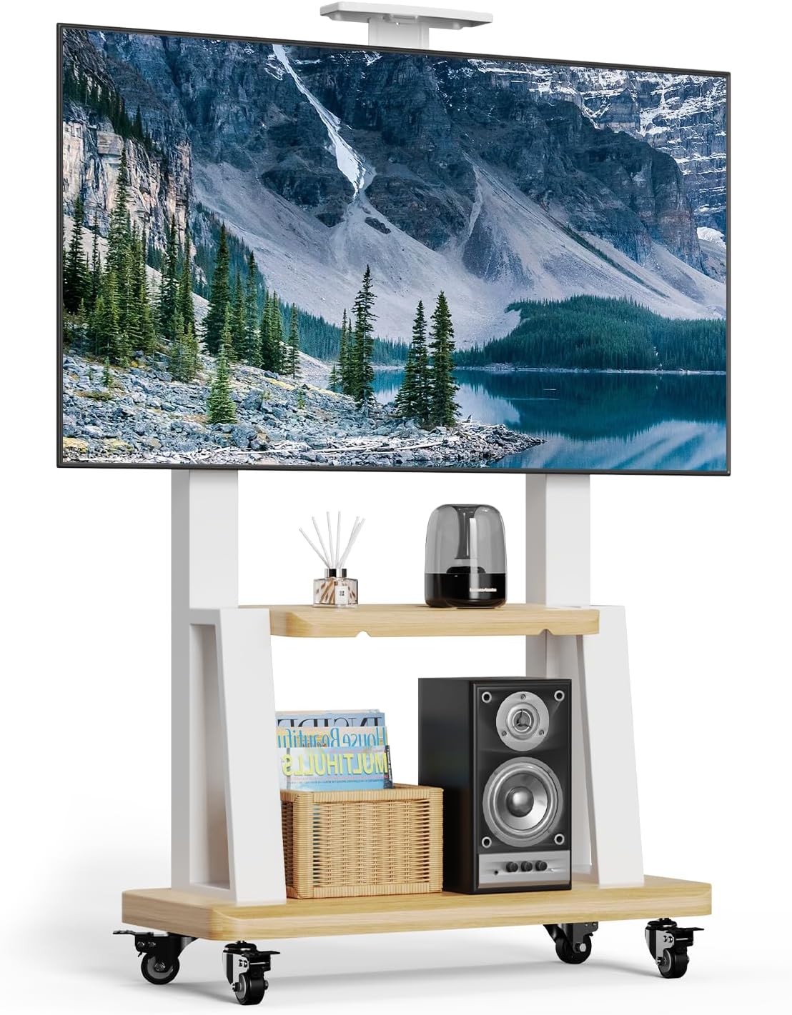 Mobile TV Stand Rolling Cart for 32-75 Inch Screens with Wheels