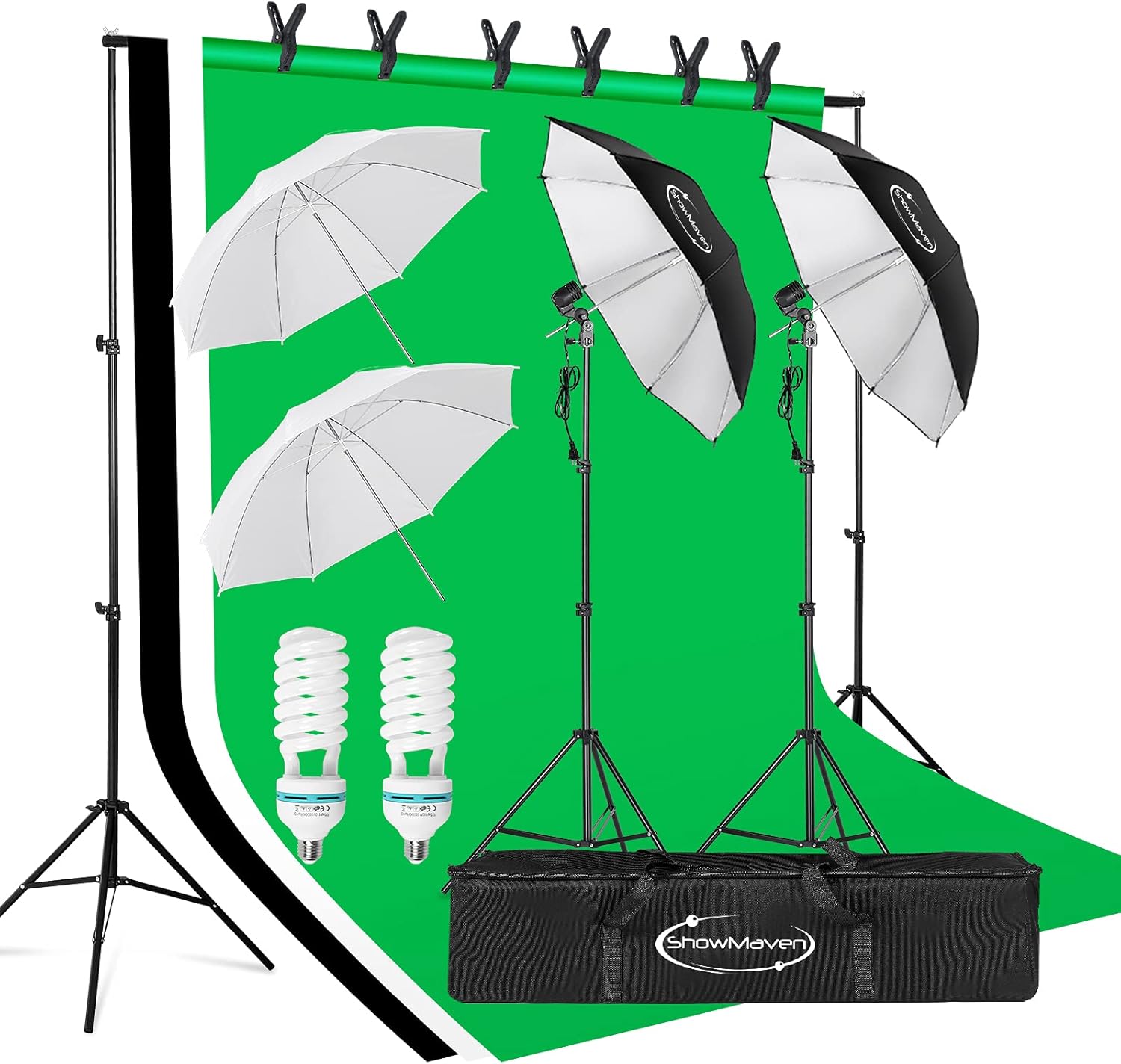 Photography Lighting Kit with Backdrop Stand and Umbrellas