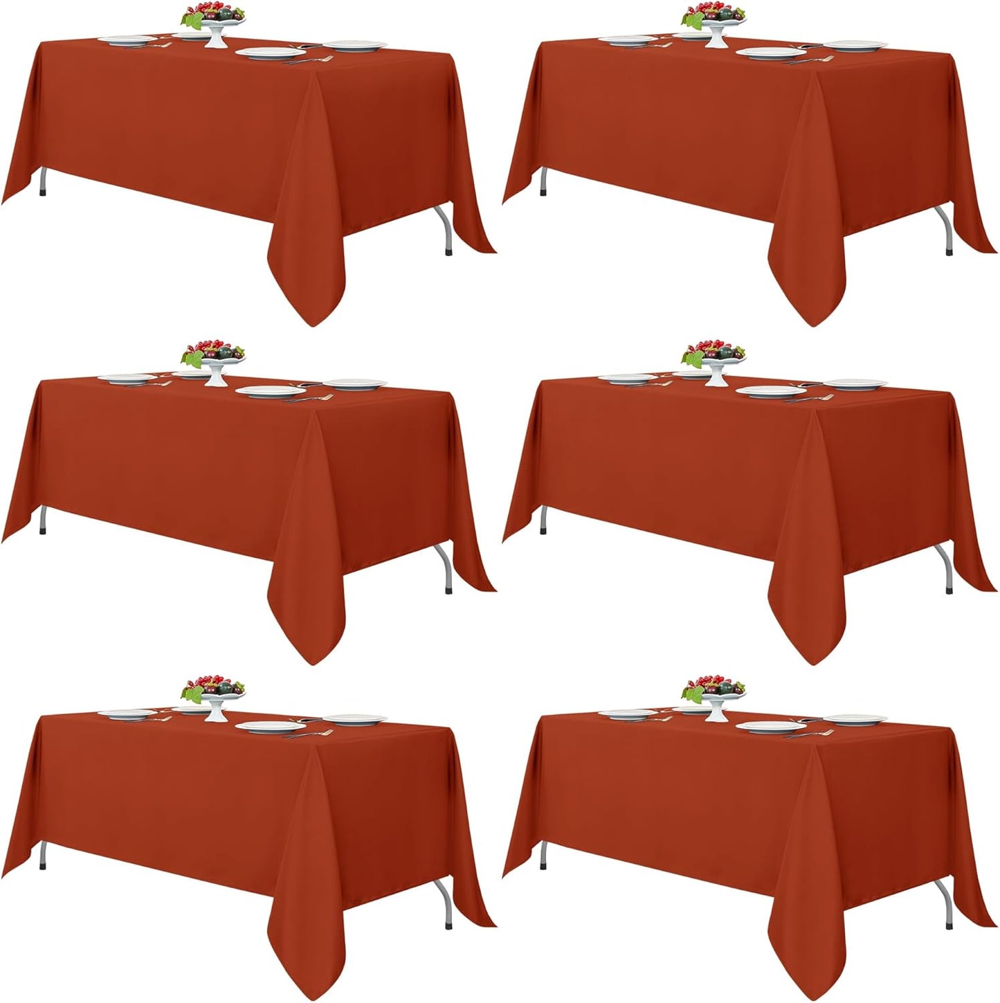 Fitable Rust Tablecloths for Rectangle Tables - 6 Pack