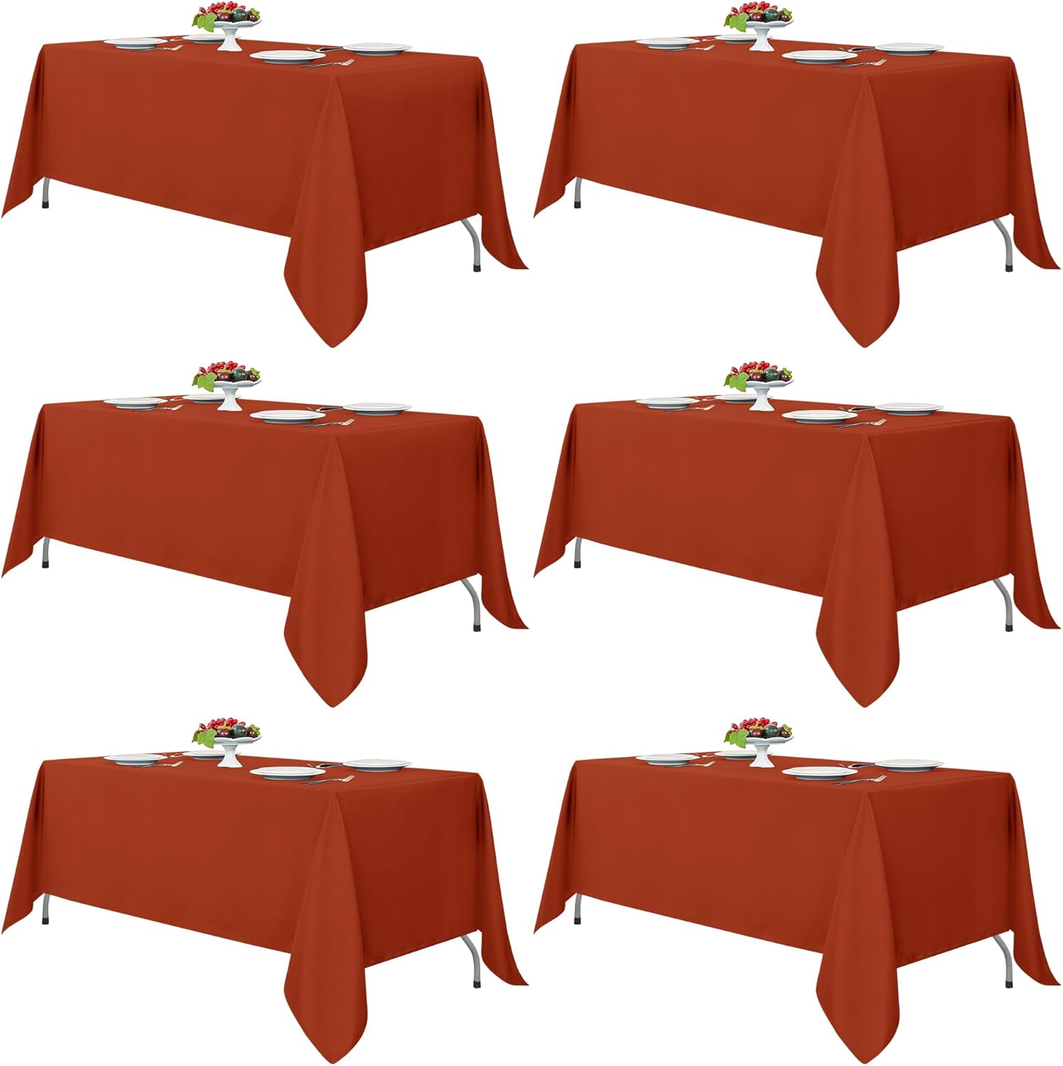 Fitable Rust Tablecloths for Rectangle Tables - 6 Pack
