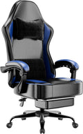 Blue Gaming Chair with Pocket Spring Cushion and Footrest - Ergonomic
