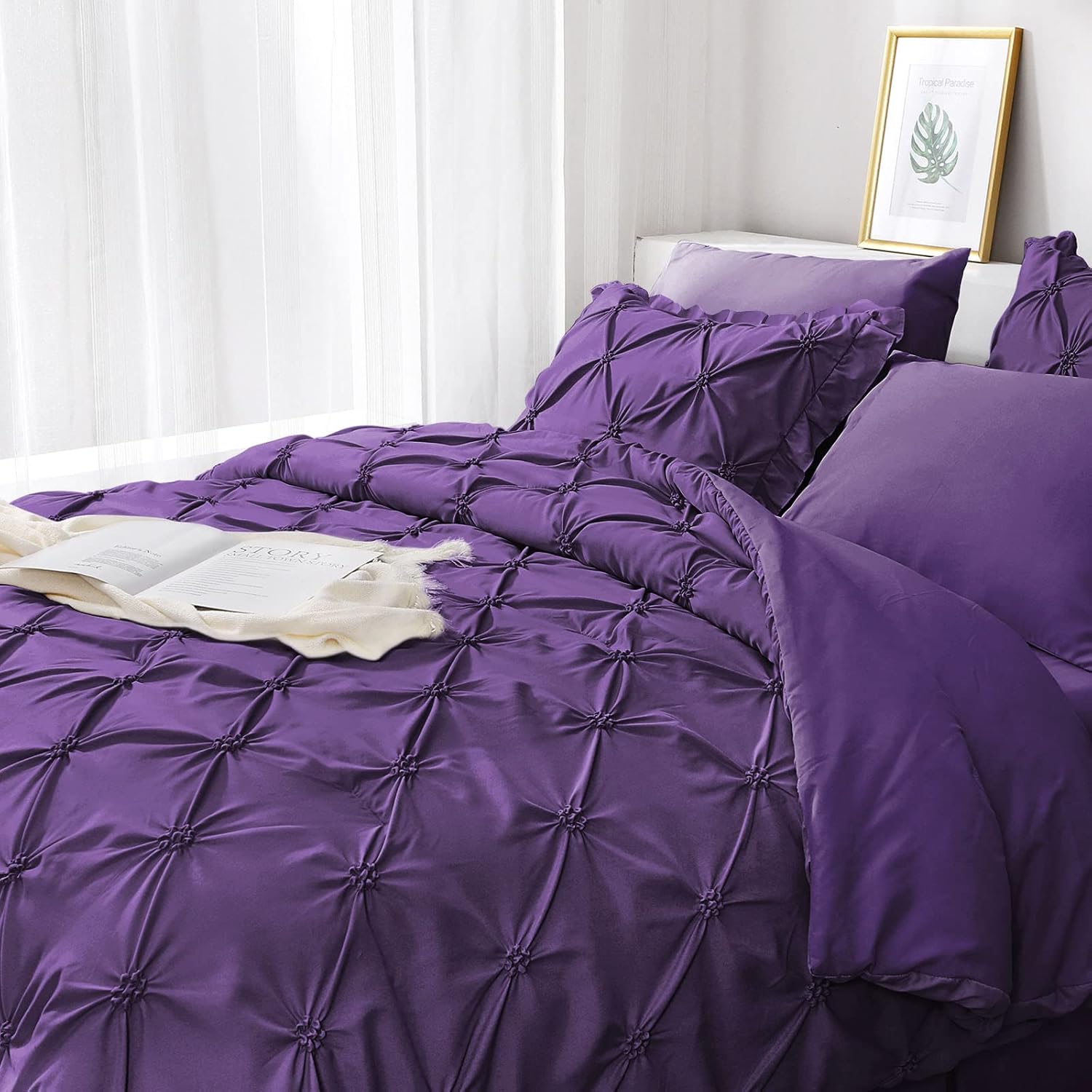 JOLLYVOGUE Queen Comforter Set 7 Pieces for Elegant Bedrooms