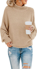 Turtleneck Oversized Sweater Women - Cozy Chunky Knit Pullover
