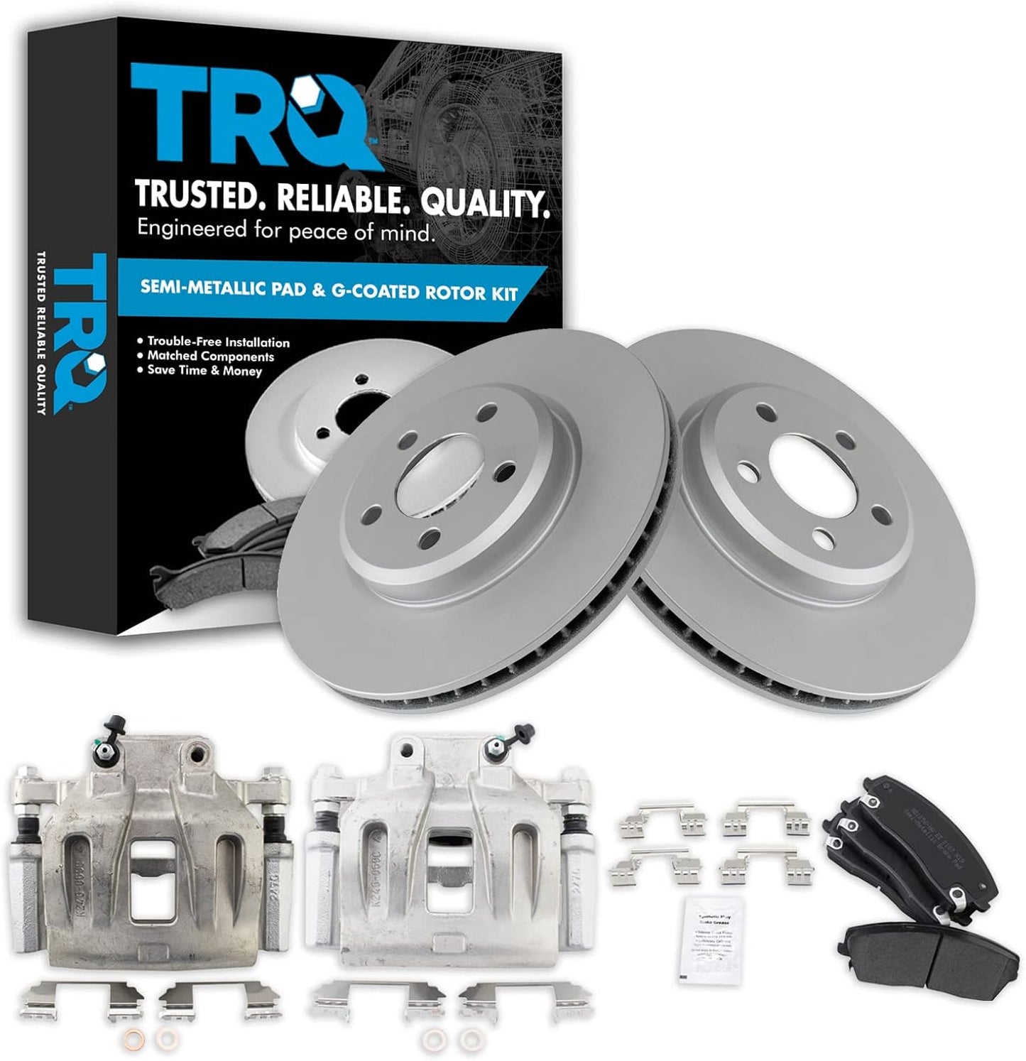 TRQ Front Brake Calipers Pads & Rotors for 05-11 300 Charger