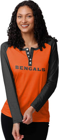 FOCO Long Sleeve Henley Shirt with NFL Team Logo for Casual Wear