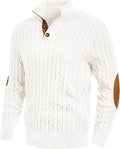 Men's Cable Knit Pullover Sweater Stand Collar Button - Warm Casual no