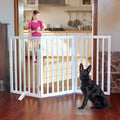 Dog Gate Indoor Freestanding Foldable Wooden Gate - 32in Height