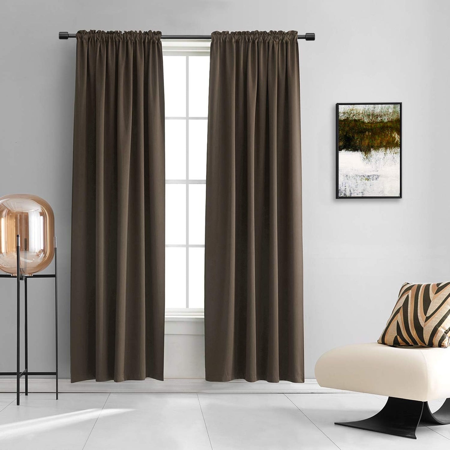 DONREN 84 inch Chocolate Brown Blackout Curtain Panels for Bedroom