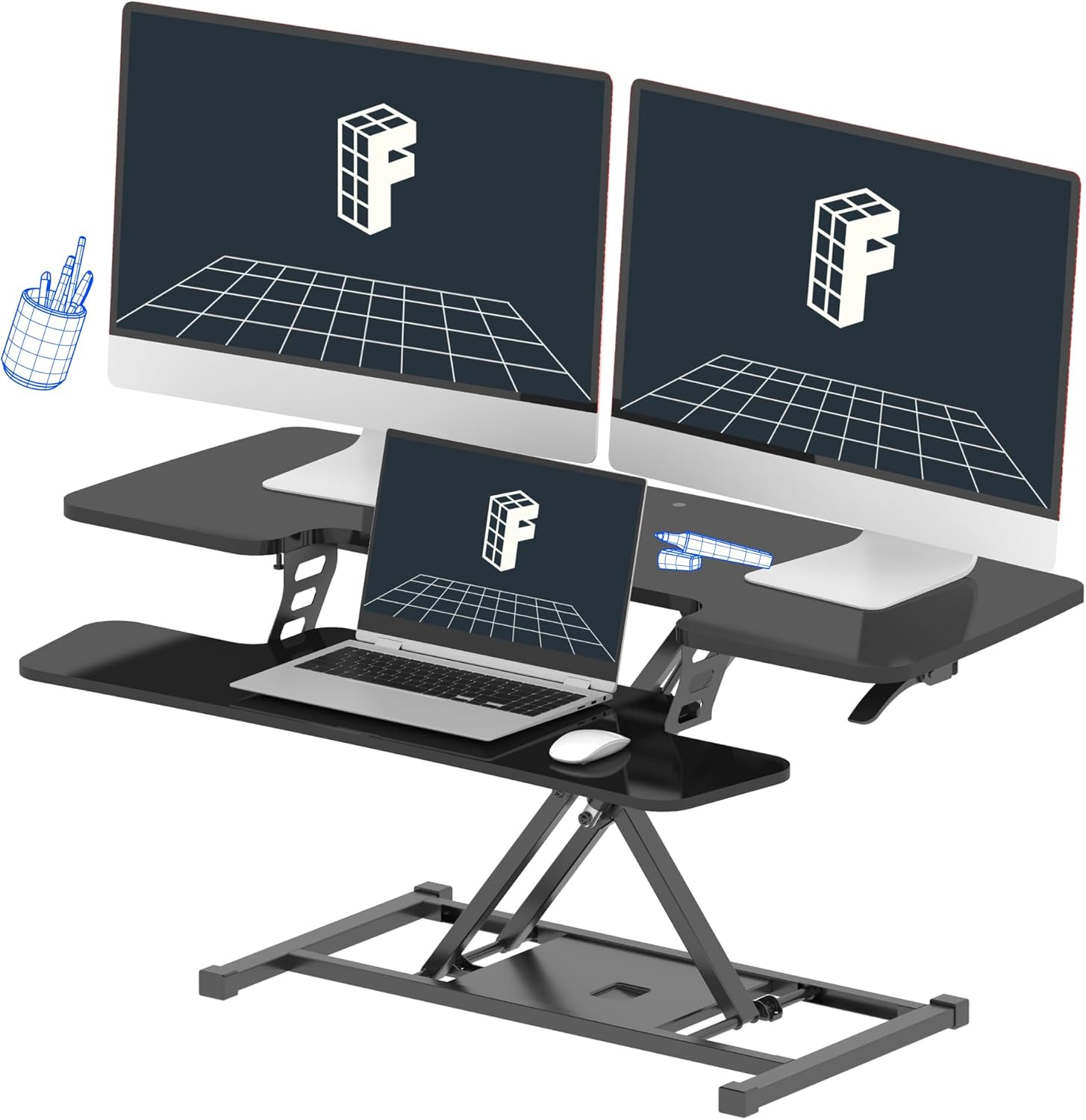 Adjustable Sit to Stand Desk Converter - Spacious Workspace