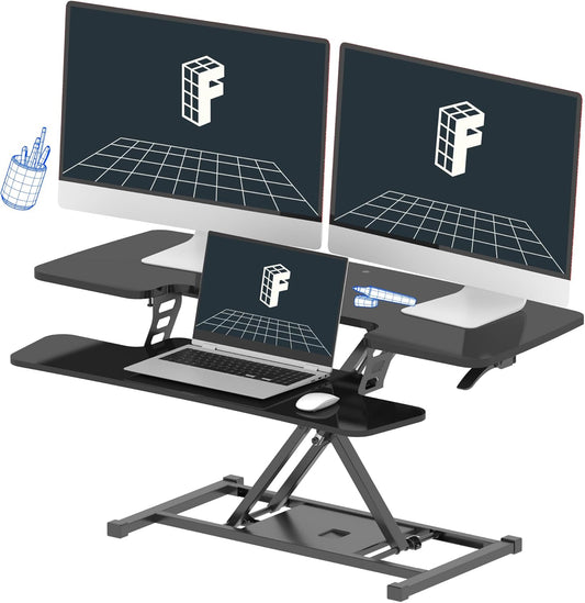 Adjustable Sit to Stand Desk Converter - Spacious Workspace
