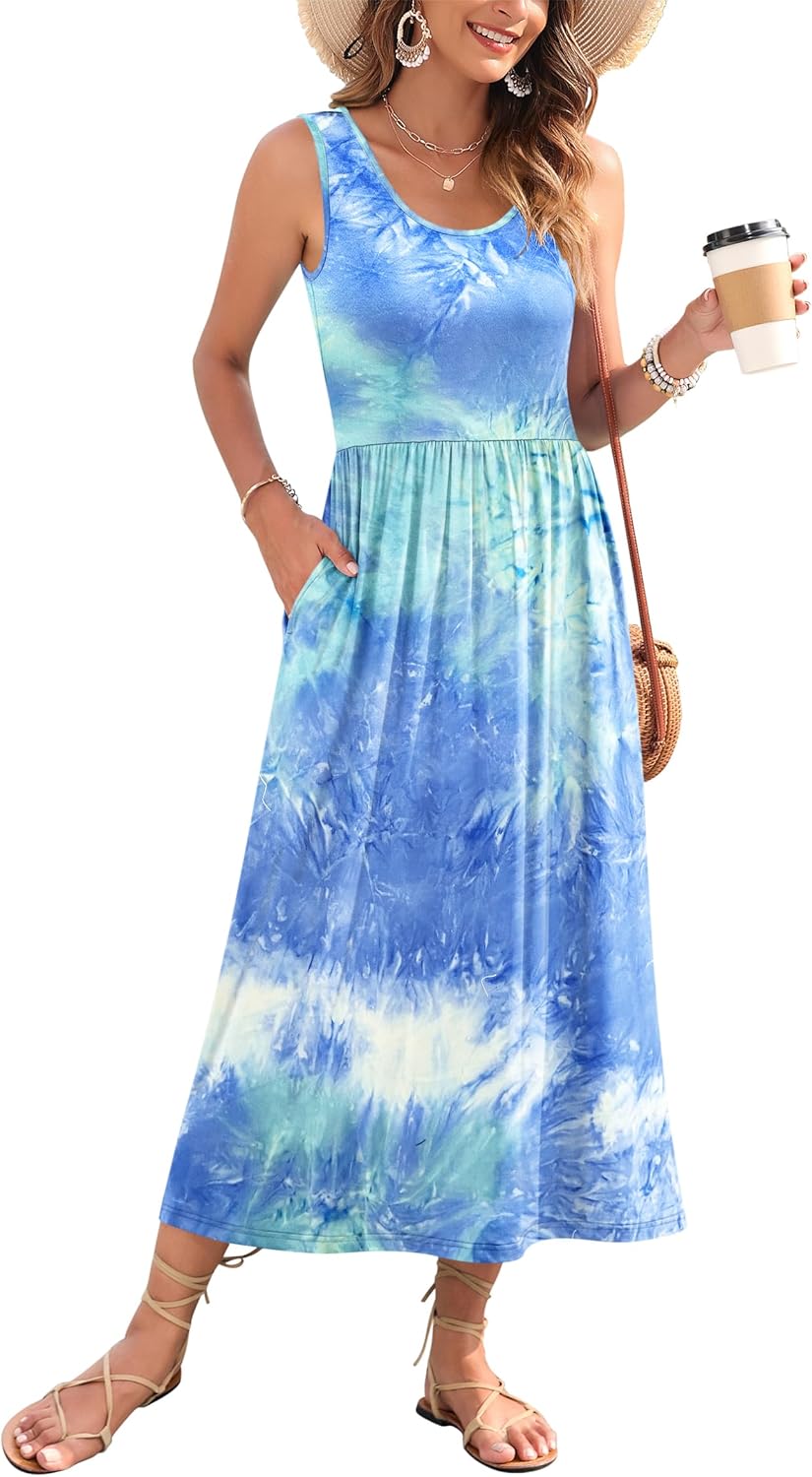 WNEEDU Women's Summer Maxi Dress for Beach and Vacation Fun
