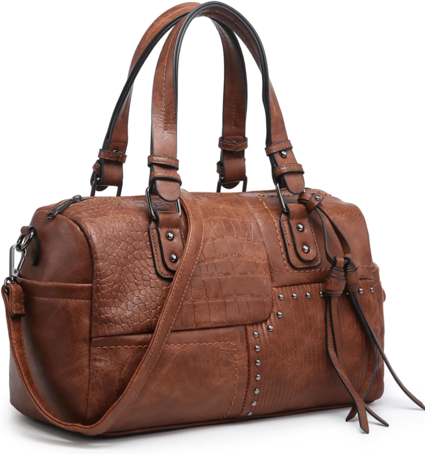 Dasein Women Soft Vegan Leather Barrel Bag for Daily Use