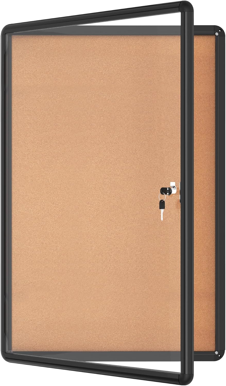 36x24 Enclosed Bulletin Board for School & Office Use