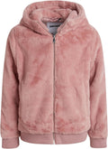 DKNY Girls Fleece Jacket - Lightweight Faux Fur Sherpa Zip Up Coat