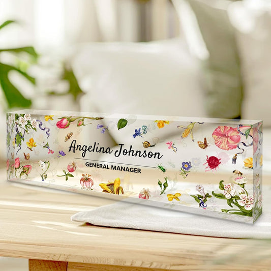Custom Acrylic Desk Name Plate - Personalized Office Gift