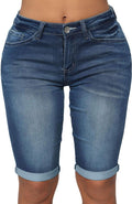roswear Womens Mid Rise Roll Cuff Bermuda Stretch Denim (Style MDVK)