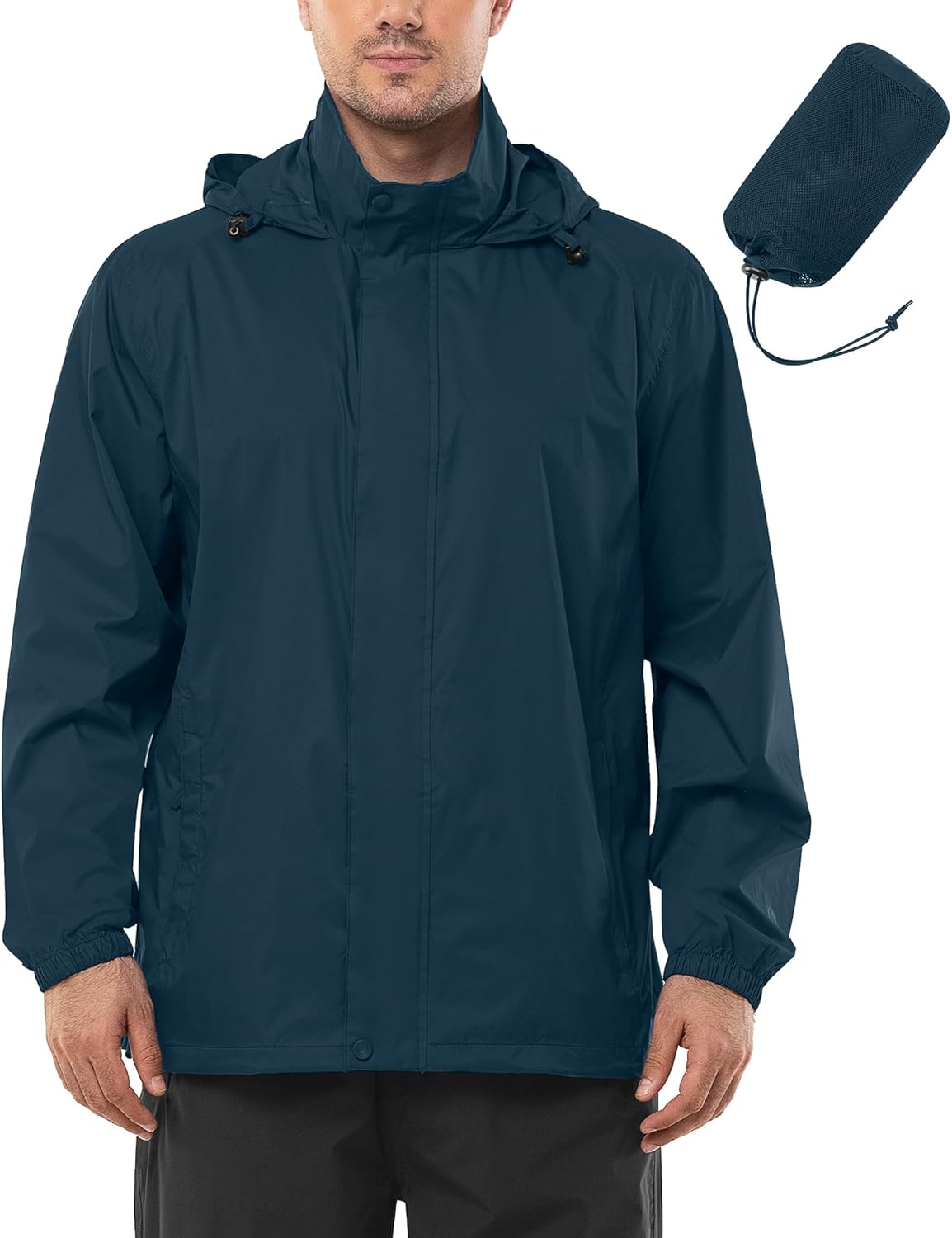 Outdoor Ventures Men's Rain Jacket Waterproof Lightweight Packable
