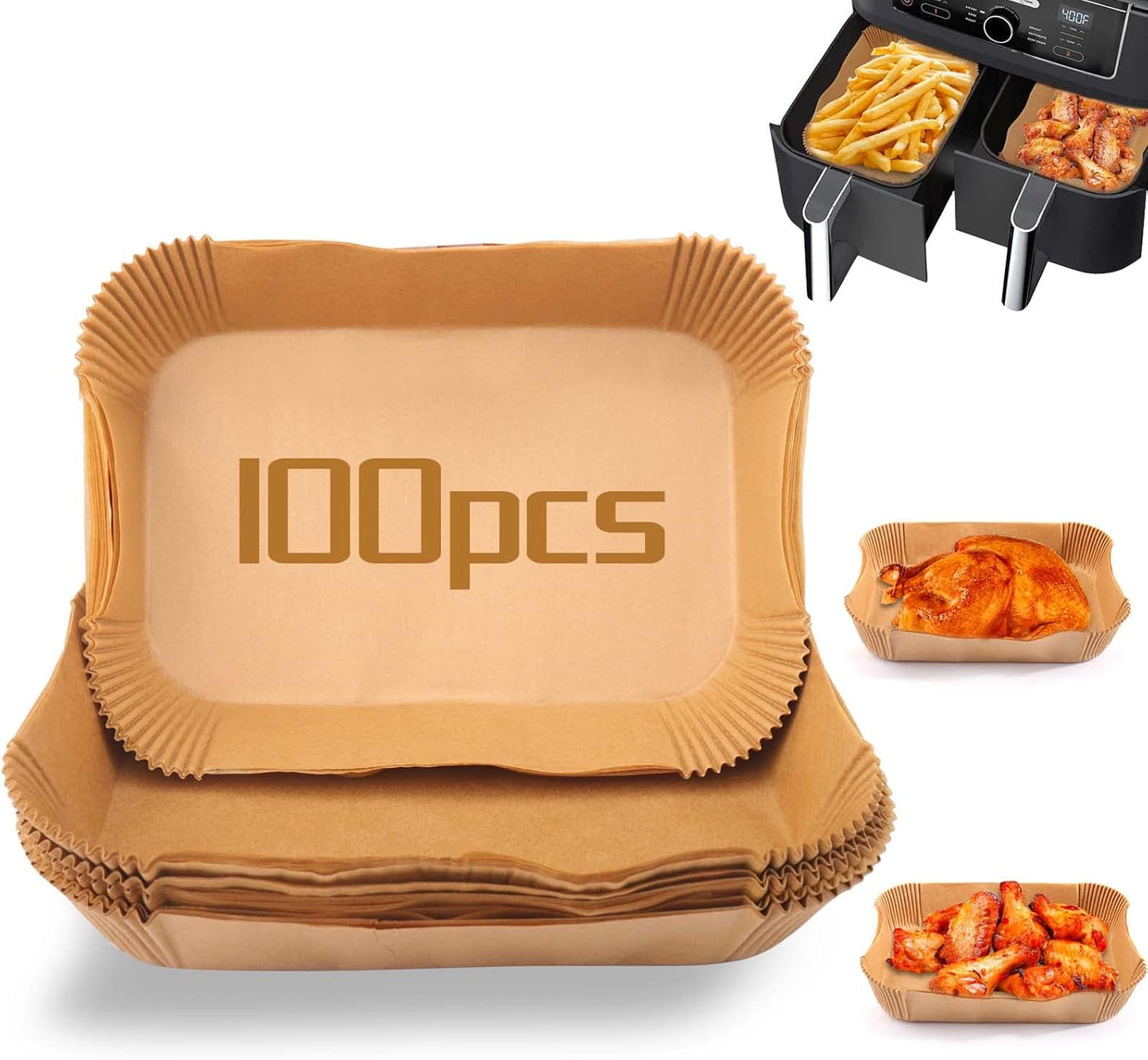 Ninja Foodi XL Air Fryer Liners - 100Pcs  - Palksky