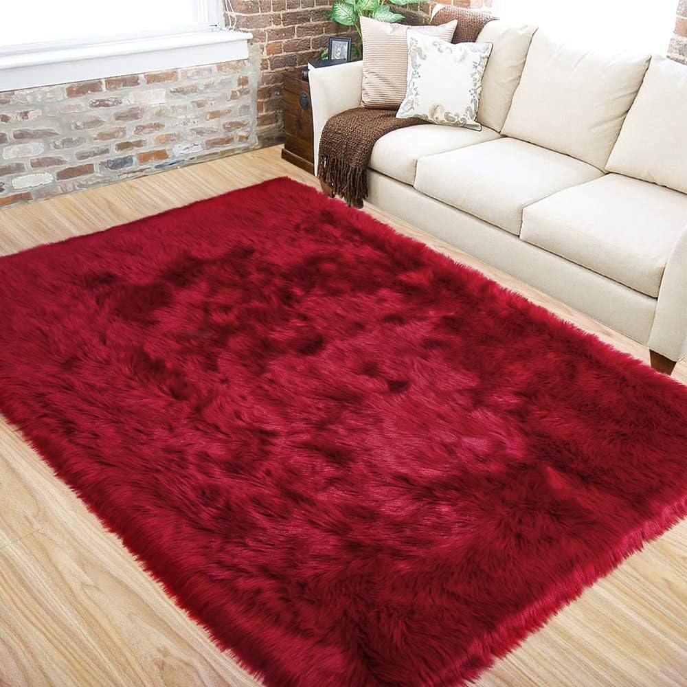 LOCHAS Soft Fluffy Faux Fur Rugs for Bedroom and Living Room
