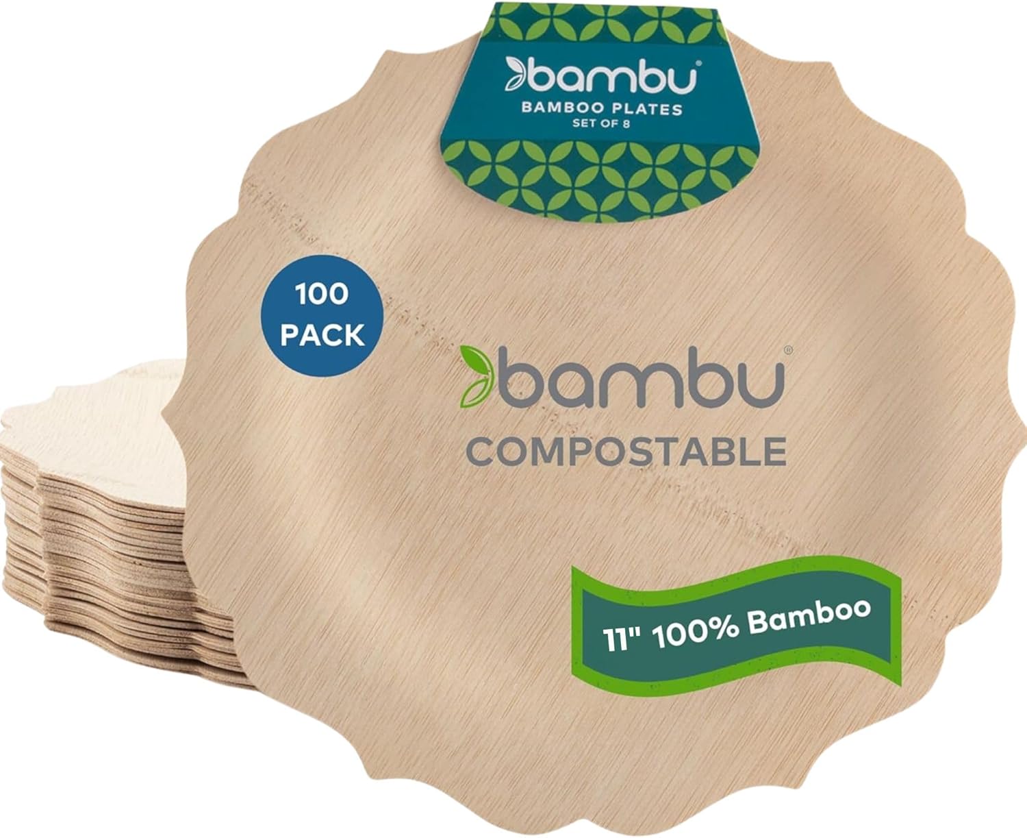 Bamboo Disposable Plates for Parties, Weddings, and Events