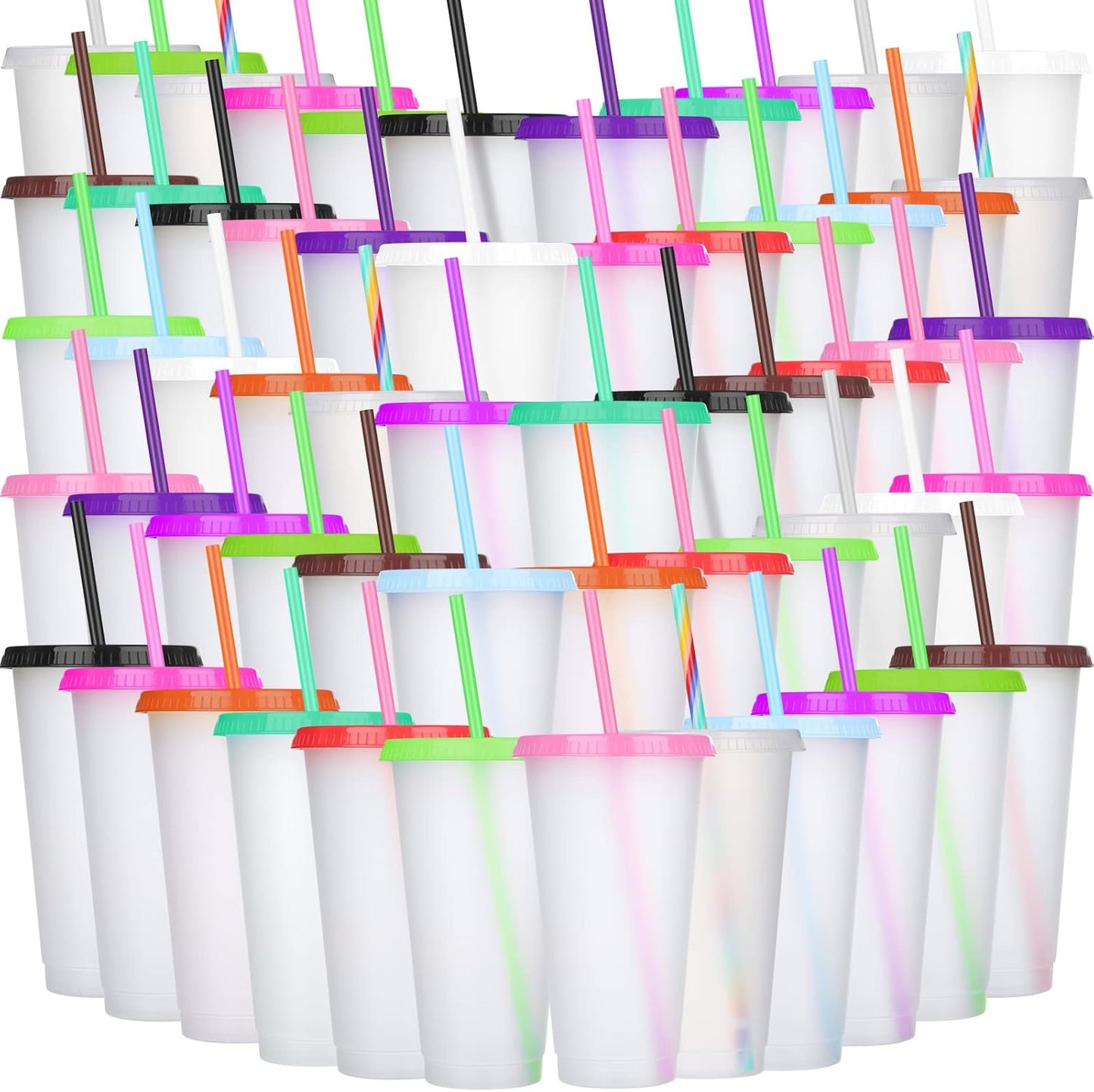 60 Pack Tumbler with Straw and Lid for Parties and Events